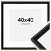 Ramme Globe Sort 40x40 cm - Passepartout Hvid 30x30 cm