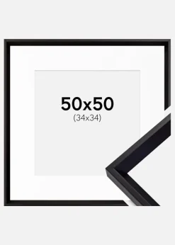 Ramme Globe Sort 50x50 cm - Passepartout Hvid 35x35 cm