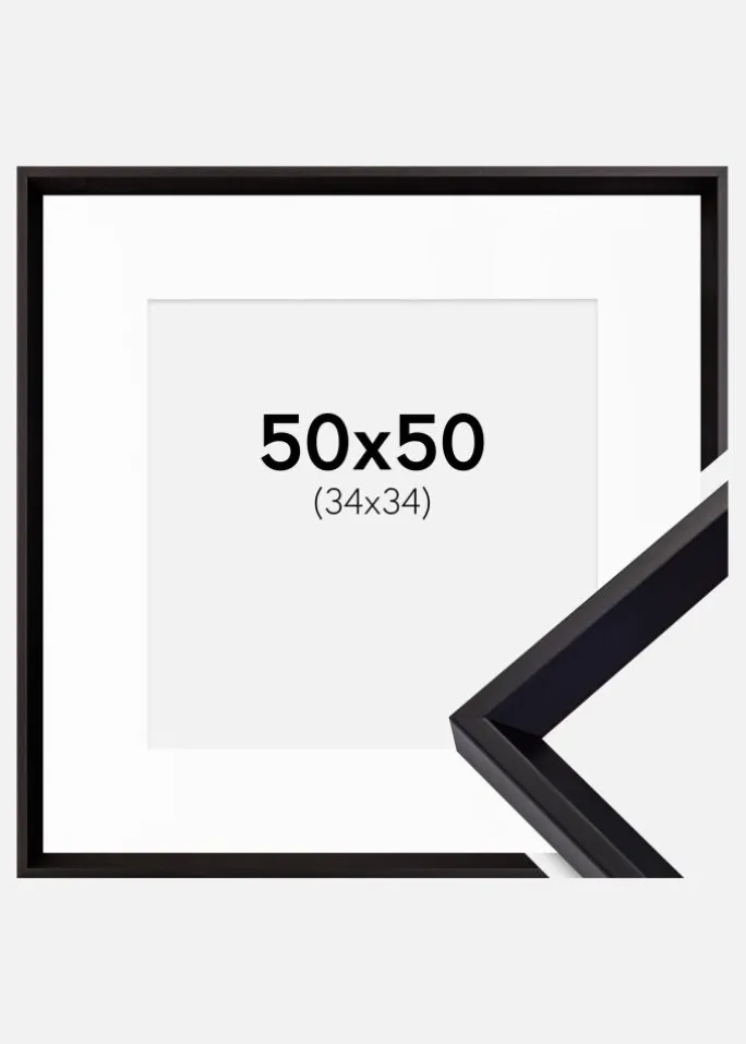 Ramme Globe Sort 50x50 cm - Passepartout Hvid 35x35 cm