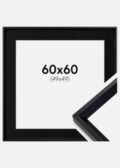 Ramme Globe Sort 60x60 cm - Passepartout Sort 50x50 cm