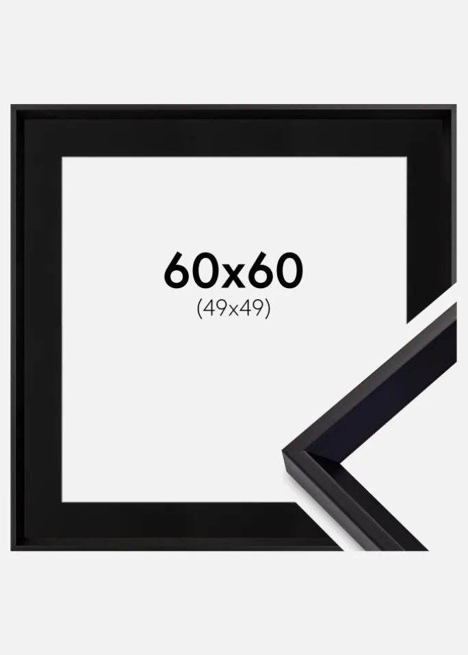 Ramme Globe Sort 60x60 cm - Passepartout Sort 50x50 cm