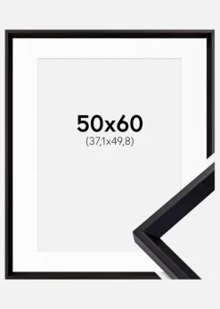 Ramme Globe Sort 50x60 cm - Passepartout Hvid 15x20 inches