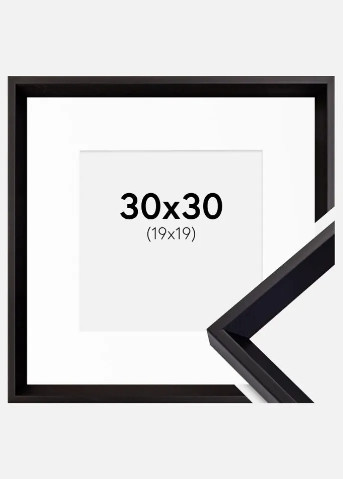 Ramme Globe Sort 30x30 cm - Passepartout Hvid 20x20 cm