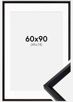 Ramme Globe Sort 60x90 cm - Passepartout Hvid 50x75 cm