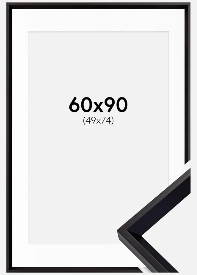 Ramme Globe Sort 60x90 cm - Passepartout Hvid 50x75 cm