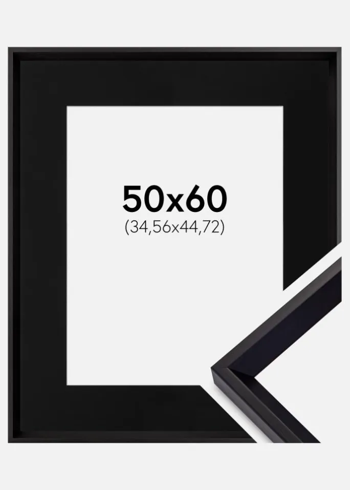 Ramme Globe Sort 50x60 cm - Passepartout Sort 14x18 inches
