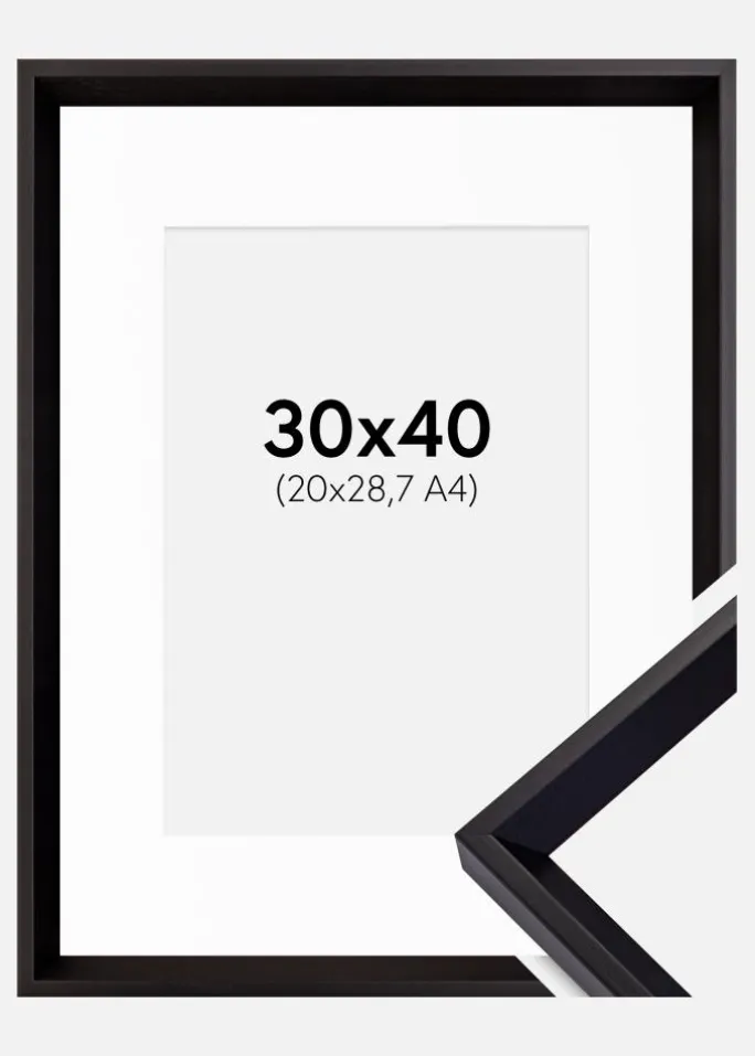 Ramme Globe Sort 30x40 cm - Passepartout Hvid 21x29,7 cm (A4)
