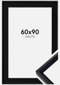 Ramme Globe Sort 60x90 cm - Passepartout Sort 50x80 cm