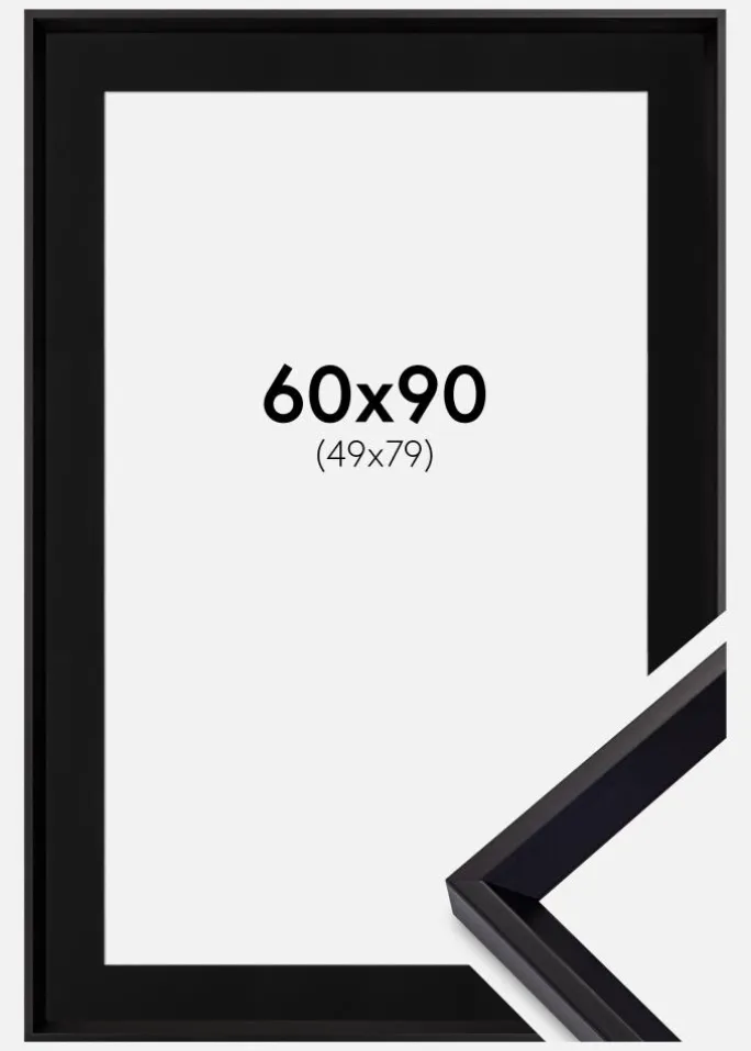 Ramme Globe Sort 60x90 cm - Passepartout Sort 50x80 cm