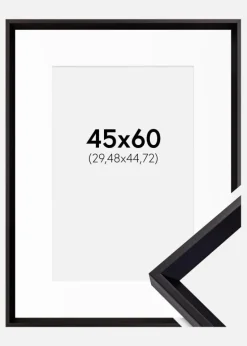 Ramme Globe Sort 45x60 cm - Passepartout Hvid 12x18 inches