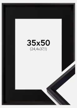 Ramme Globe Sort 35x50 cm - Passepartout Sort 10x15 inches