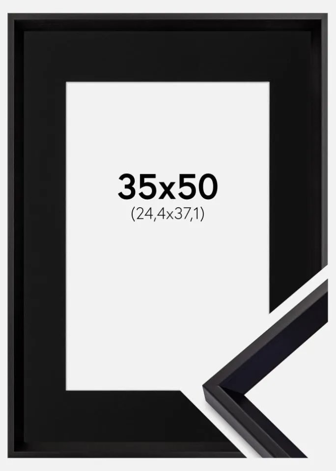 Ramme Globe Sort 35x50 cm - Passepartout Sort 10x15 inches