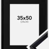 Ramme Globe Sort 35x50 cm - Passepartout Sort 25x35 cm
