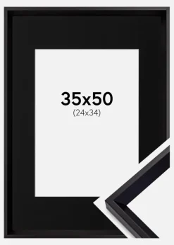 Ramme Globe Sort 35x50 cm - Passepartout Sort 25x35 cm
