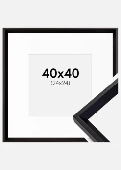 Ramme Globe Sort 40x40 cm - Passepartout Hvid 25x25 cm