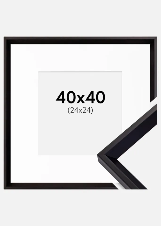 Ramme Globe Sort 40x40 cm - Passepartout Hvid 25x25 cm
