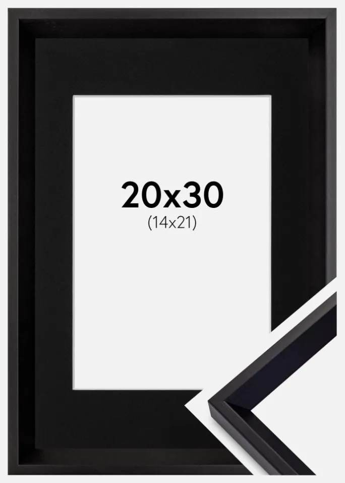 Ramme Globe Sort 20x30 cm - Passepartout Sort 15x22 cm