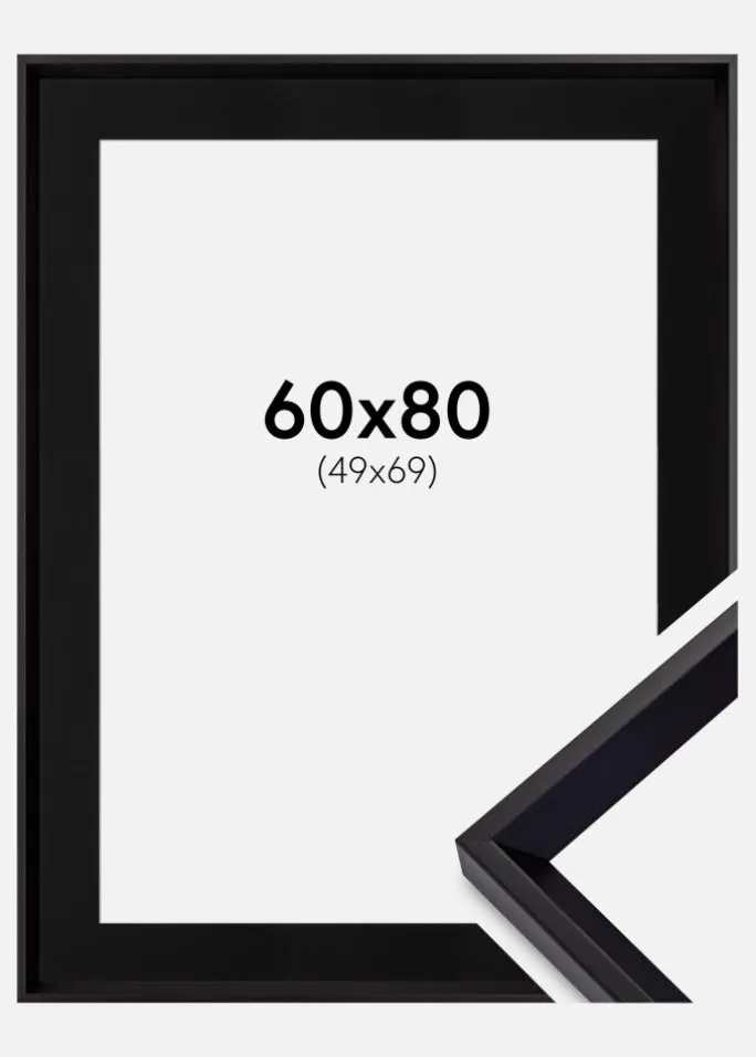 Ramme Globe Sort 60x80 cm - Passepartout Sort 50x70 cm