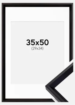 Ramme Globe Sort 35x50 cm - Passepartout Hvid 30x35 cm