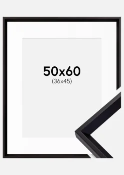 Ramme Globe Sort 50x60 cm - Passepartout Hvid 37x46 cm