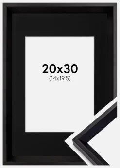 Ramme Globe Sort 20x30 cm - Passepartout Sort 15x21 cm (A5)