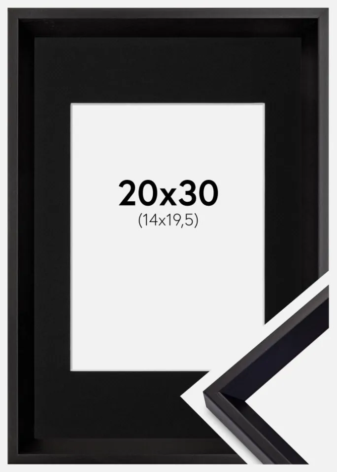 Ramme Globe Sort 20x30 cm - Passepartout Sort 15x21 cm (A5)