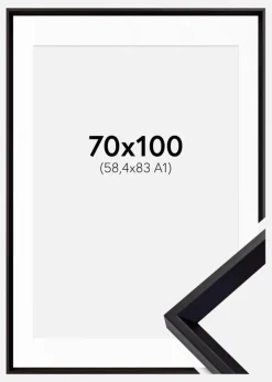 Ramme Globe Sort 70x100 cm - Passepartout Hvid 59,4x84 cm (A1)