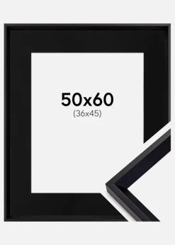 Ramme Globe Sort 50x60 cm - Passepartout Sort 37x46 cm