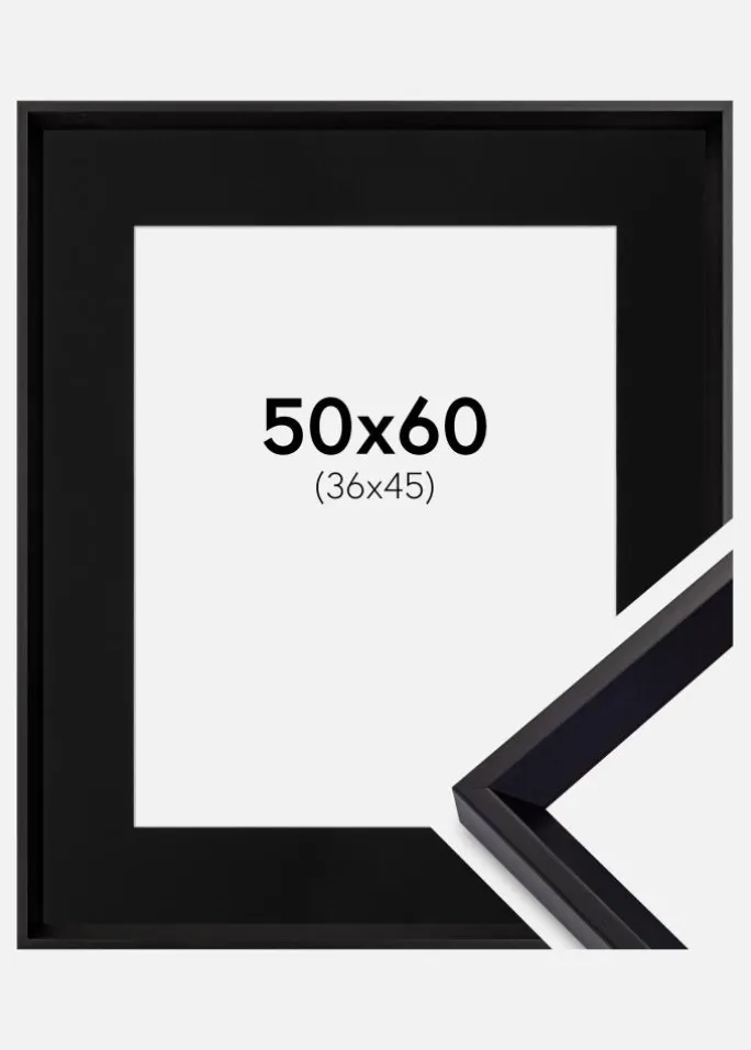 Ramme Globe Sort 50x60 cm - Passepartout Sort 37x46 cm