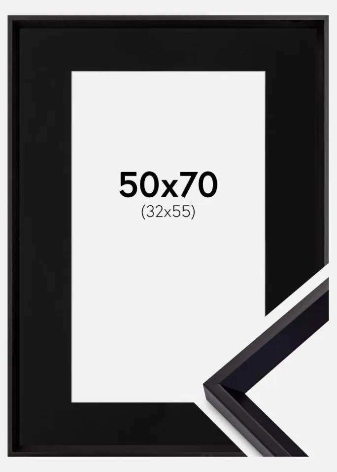 Ramme Globe Sort 50x70 cm - Passepartout Sort 33x56 cm