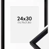 Ramme Globe Sort 24x30 cm - Passepartout Hvid 7x9 inches
