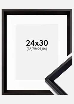 Ramme Globe Sort 24x30 cm - Passepartout Hvid 7x9 inches