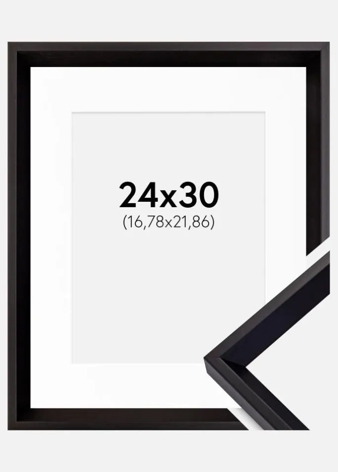 Ramme Globe Sort 24x30 cm - Passepartout Hvid 7x9 inches