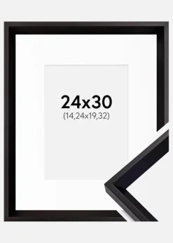 Ramme Globe Sort 24x30 cm - Passepartout Hvid 6x8 inches