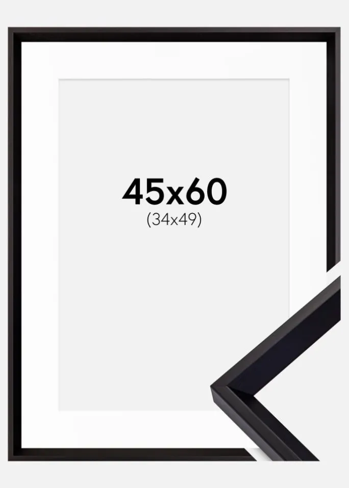 Ramme Globe Sort 45x60 cm - Passepartout Hvid 35x50 cm