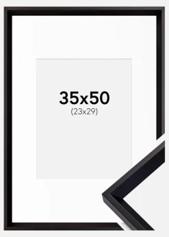 Ramme Globe Sort 35x50 cm - Passepartout Hvid 24x30 cm