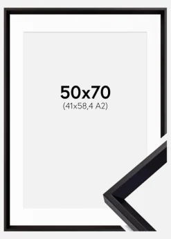 Ramme Globe Sort 50x70 cm - Passepartout Hvid 42x59,4 cm (A2)