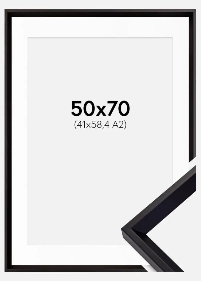 Ramme Globe Sort 50x70 cm - Passepartout Hvid 42x59,4 cm (A2)