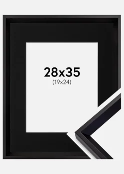 Ramme Globe Sort 28x35 cm - Passepartout Sort 20x25 cm