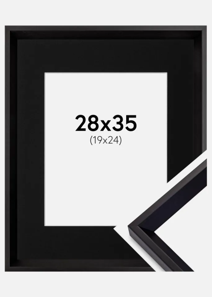 Ramme Globe Sort 28x35 cm - Passepartout Sort 20x25 cm