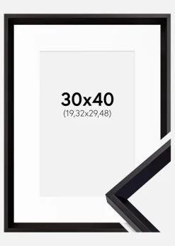 Ramme Globe Sort 30x40 cm - Passepartout Hvid 8x12 inches