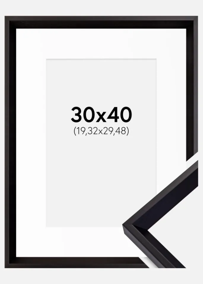 Ramme Globe Sort 30x40 cm - Passepartout Hvid 8x12 inches