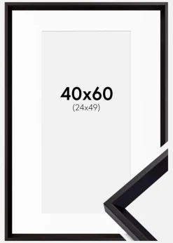 Ramme Globe Sort 40x60 cm - Passepartout Hvid 25x50 cm