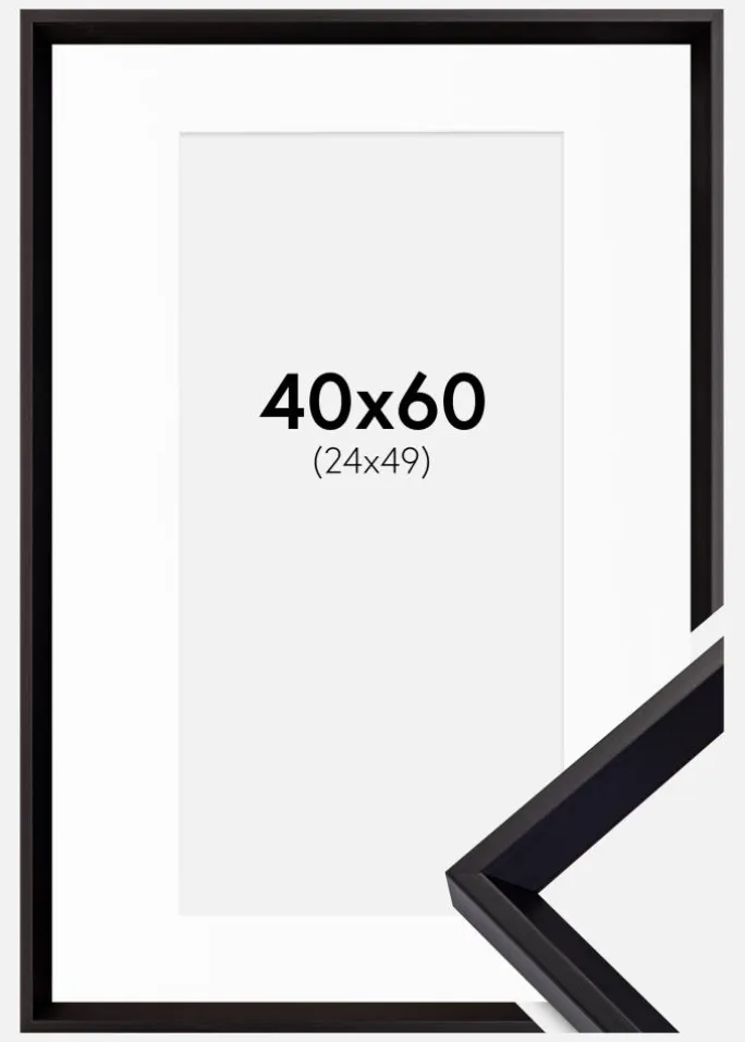 Ramme Globe Sort 40x60 cm - Passepartout Hvid 25x50 cm
