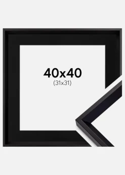 Ramme Globe Sort 40x40 cm - Passepartout Sort 32x32 cm