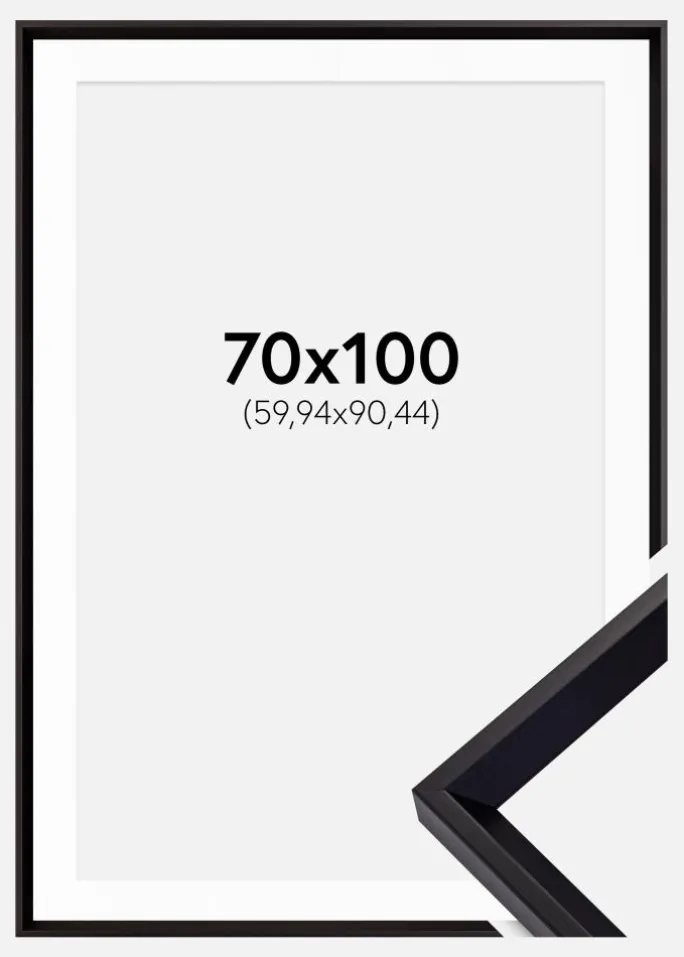 Ramme Globe Sort 70x100 cm - Passepartout Hvid 24x36 inches