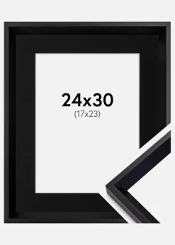 Ramme Globe Sort 24x30 cm - Passepartout Sort 18x24 cm