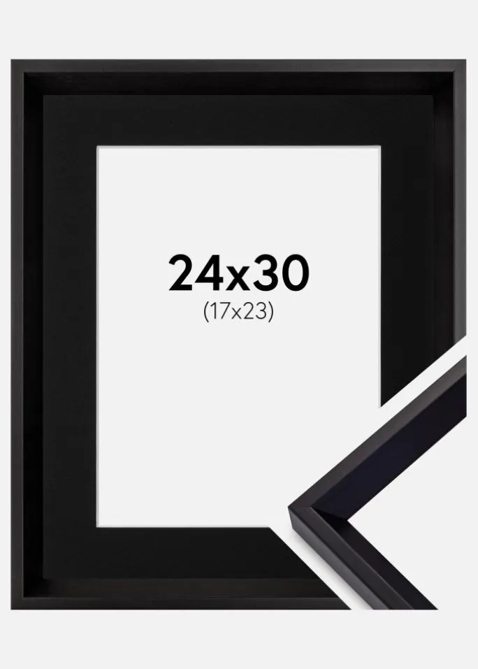 Ramme Globe Sort 24x30 cm - Passepartout Sort 18x24 cm