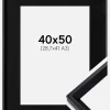 Ramme Globe Sort 40x50 cm - Passepartout Sort 29,7x42 cm (A3)
