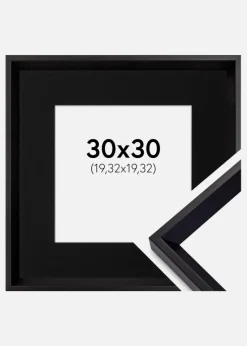 Ramme Globe Sort 30x30 cm - Passepartout Sort 8x8 inches